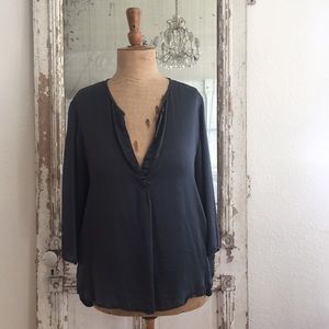 CP Shades 100% Silk tunic, pockets, M, midnight